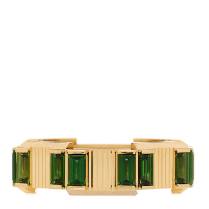 Gucci 18K Yellow Gold Green Tourmaline 6mm Link to Love Ring 54 6.75 1 of 7