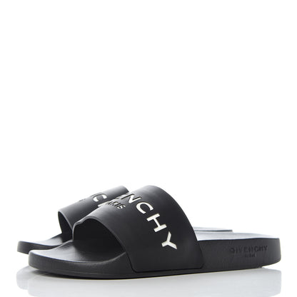 Givenchy Calfskin Logo Womens Pool Slide Sandals 37 Black 3 of 10