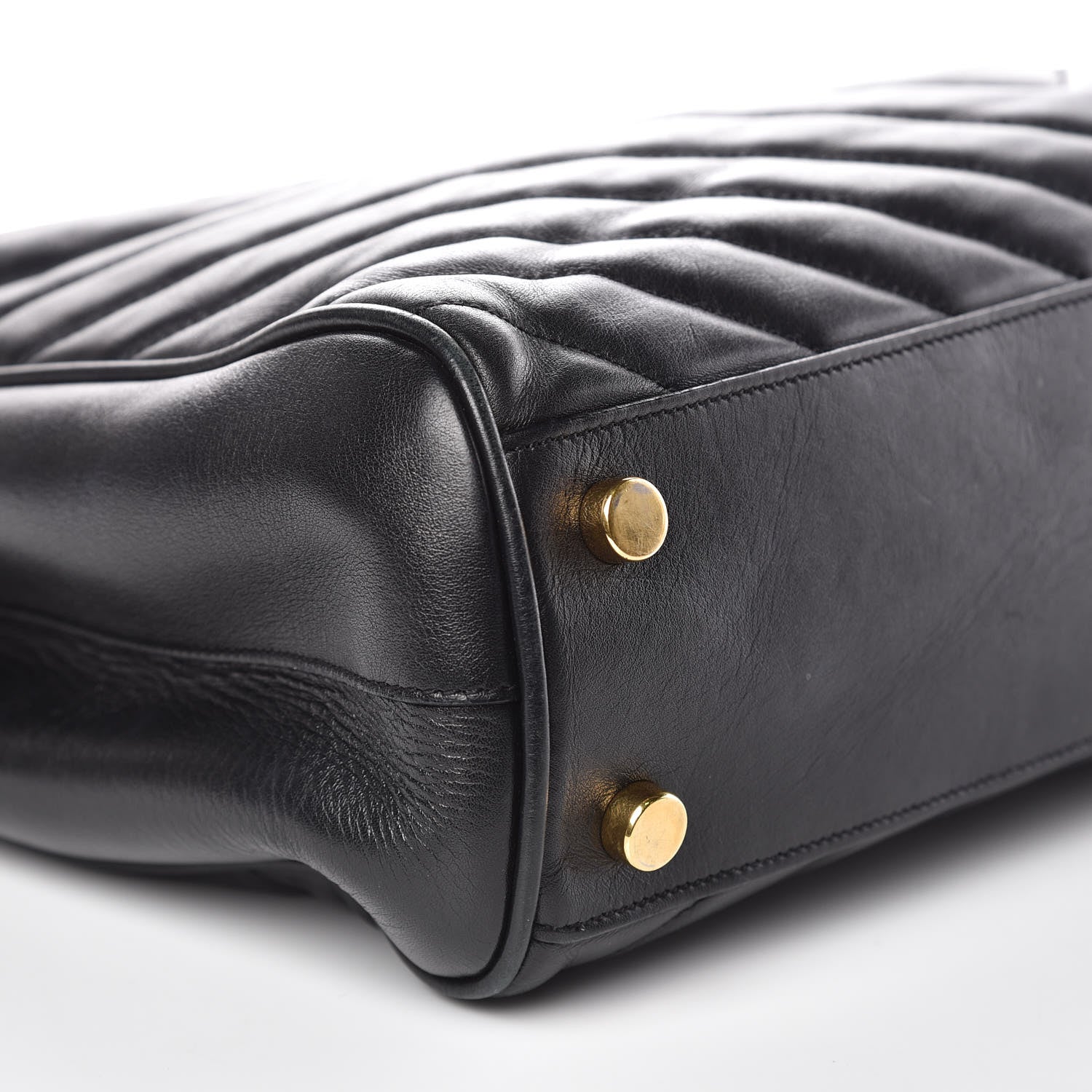 Saint Laurent Lambskin Matelasse Chevron Monogram Shopping Bag Black 8 of 16