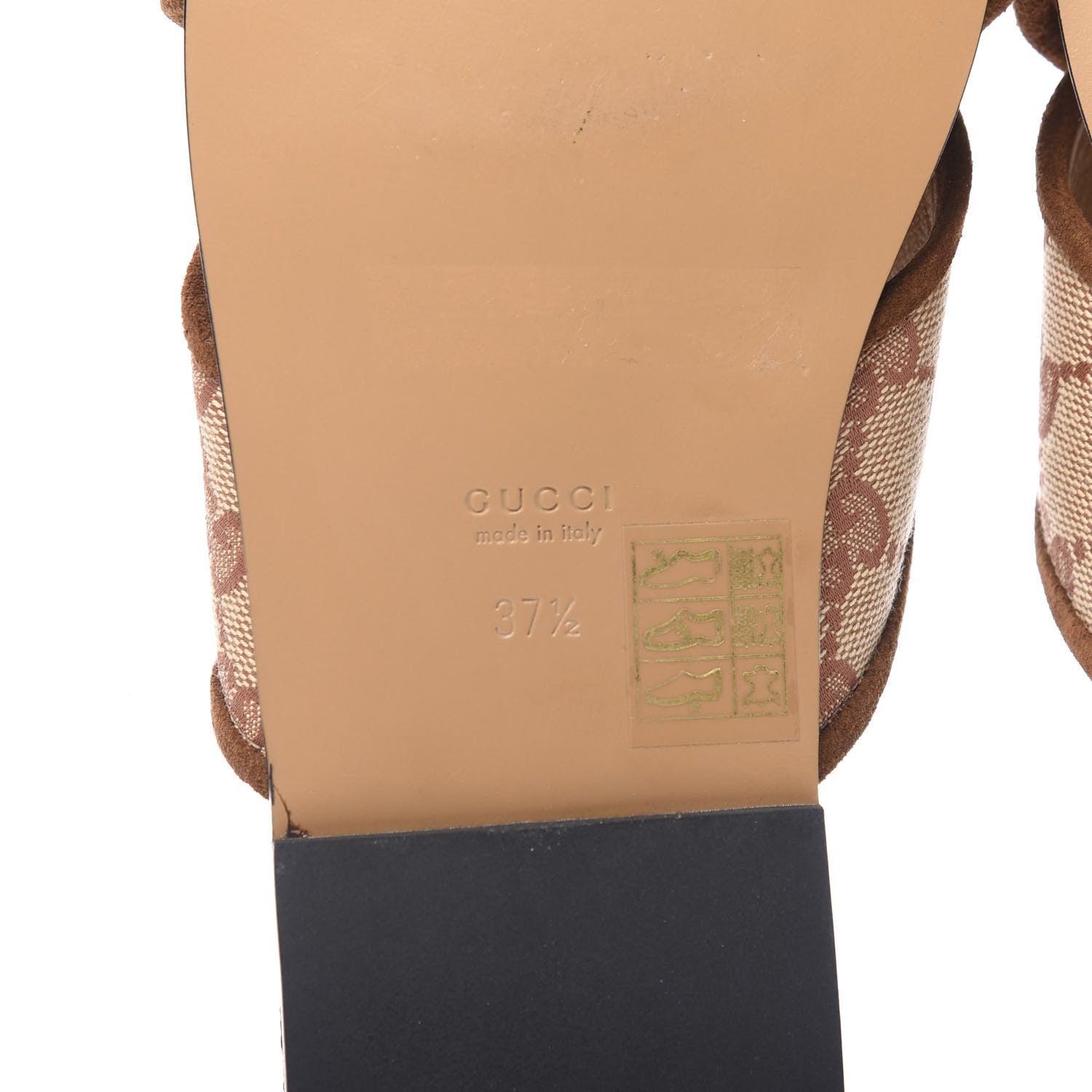 Gucci GG Monogram Suede Womens Criss Cross Slide Sandals 37.5 Beige Ruggine Cuir 6 of 9