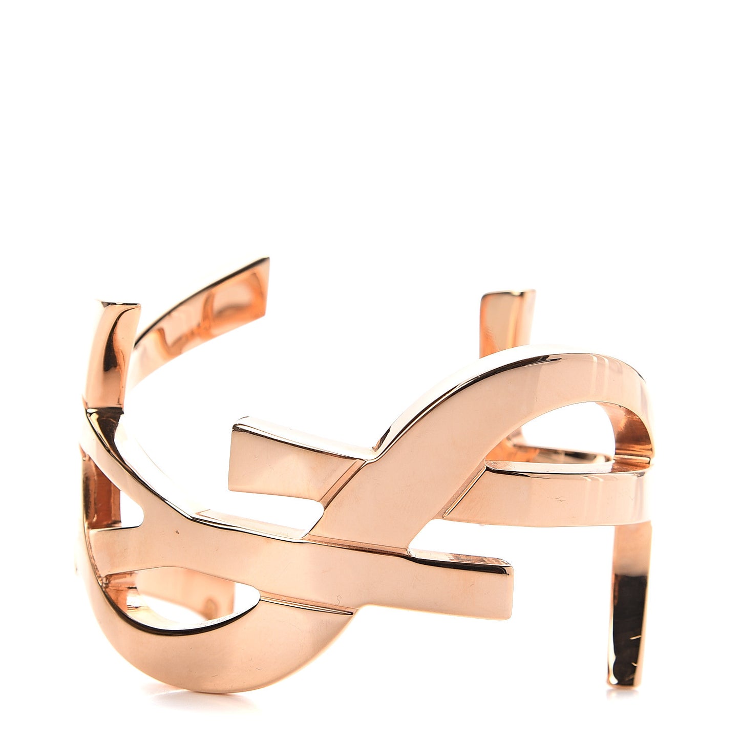 Brass Monogram Large Cuff Bracelet Rose Gold
