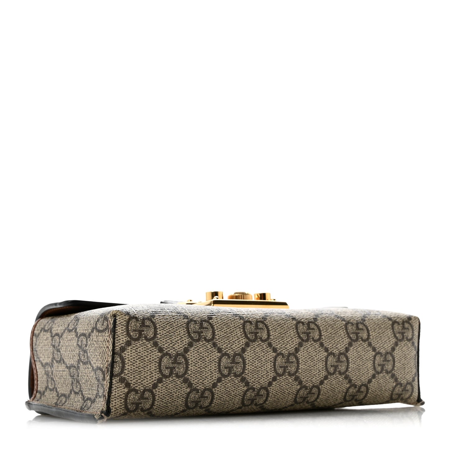 GG Supreme Monogram Calfskin Mini Padlock Top Handle Shoulder Bag Beige Black Cuir