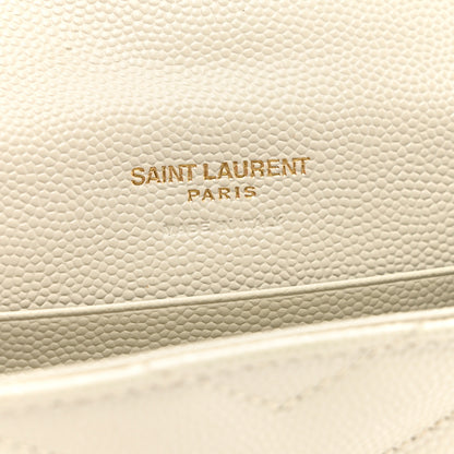 Saint Laurent Grain De Poudre Matelasse Chevron Small Monogram Envelope Wallet Crema Soft 6 of 10