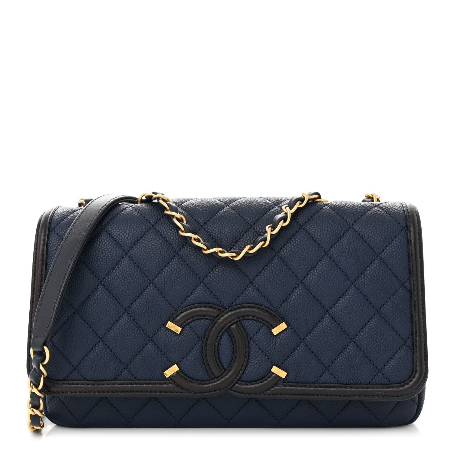 Chanel Caviar Quilted Medium CC Filigree Flap Navy Black 1 of 10