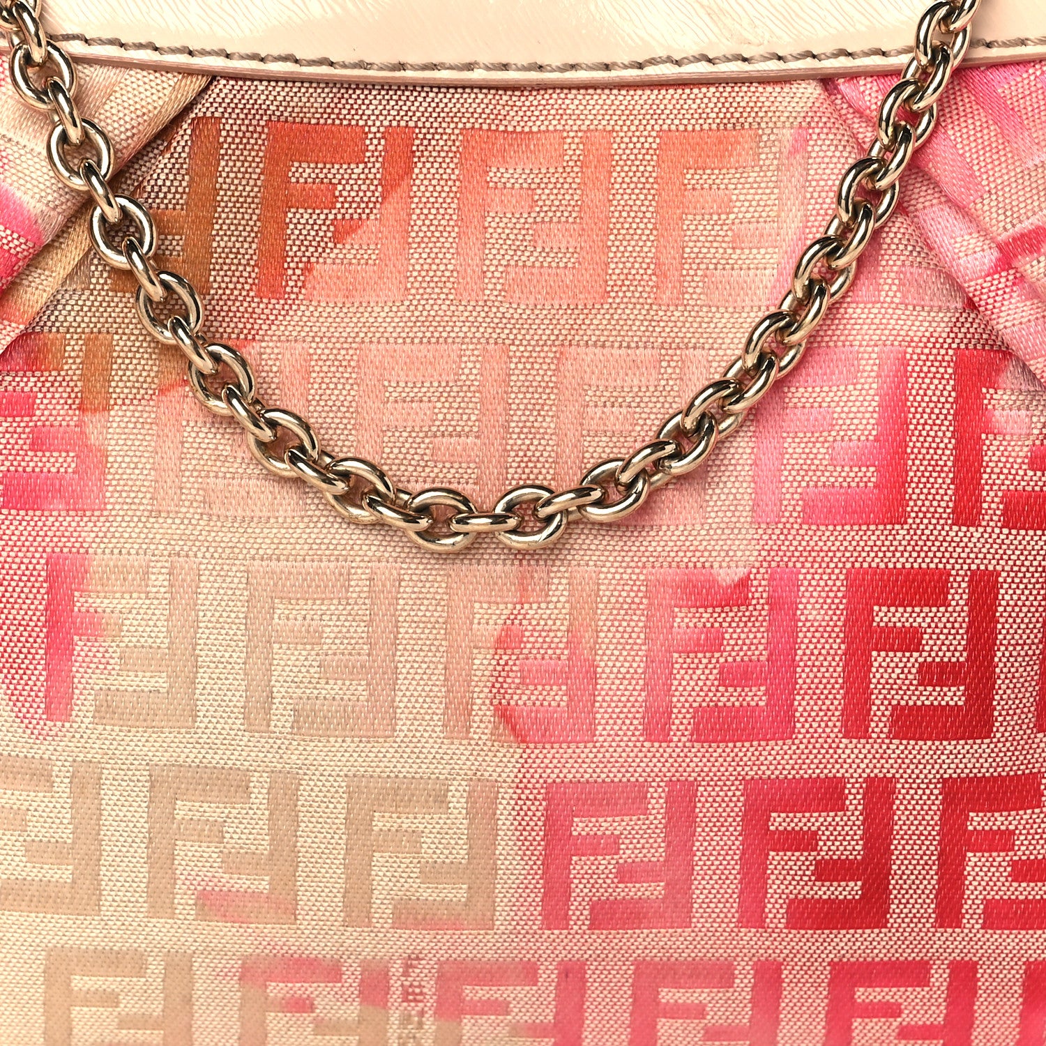 Fendi Patent Zucchino Vitello Floral Forever Pochette White Multicolor Crema 8 of 11