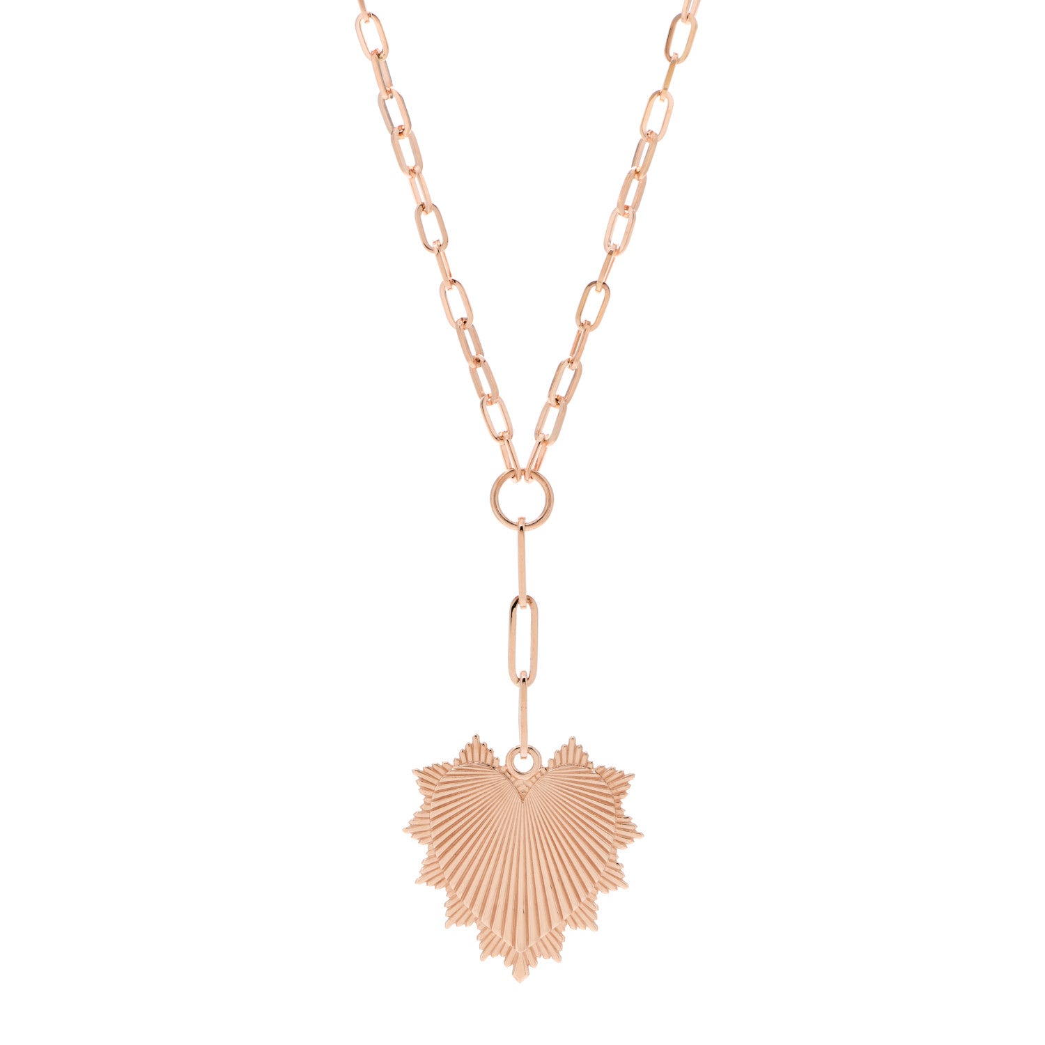 Foundrae 18K Rose Gold Oversized Love Token Extended Clip Extension Chain Necklace 1 of 5
