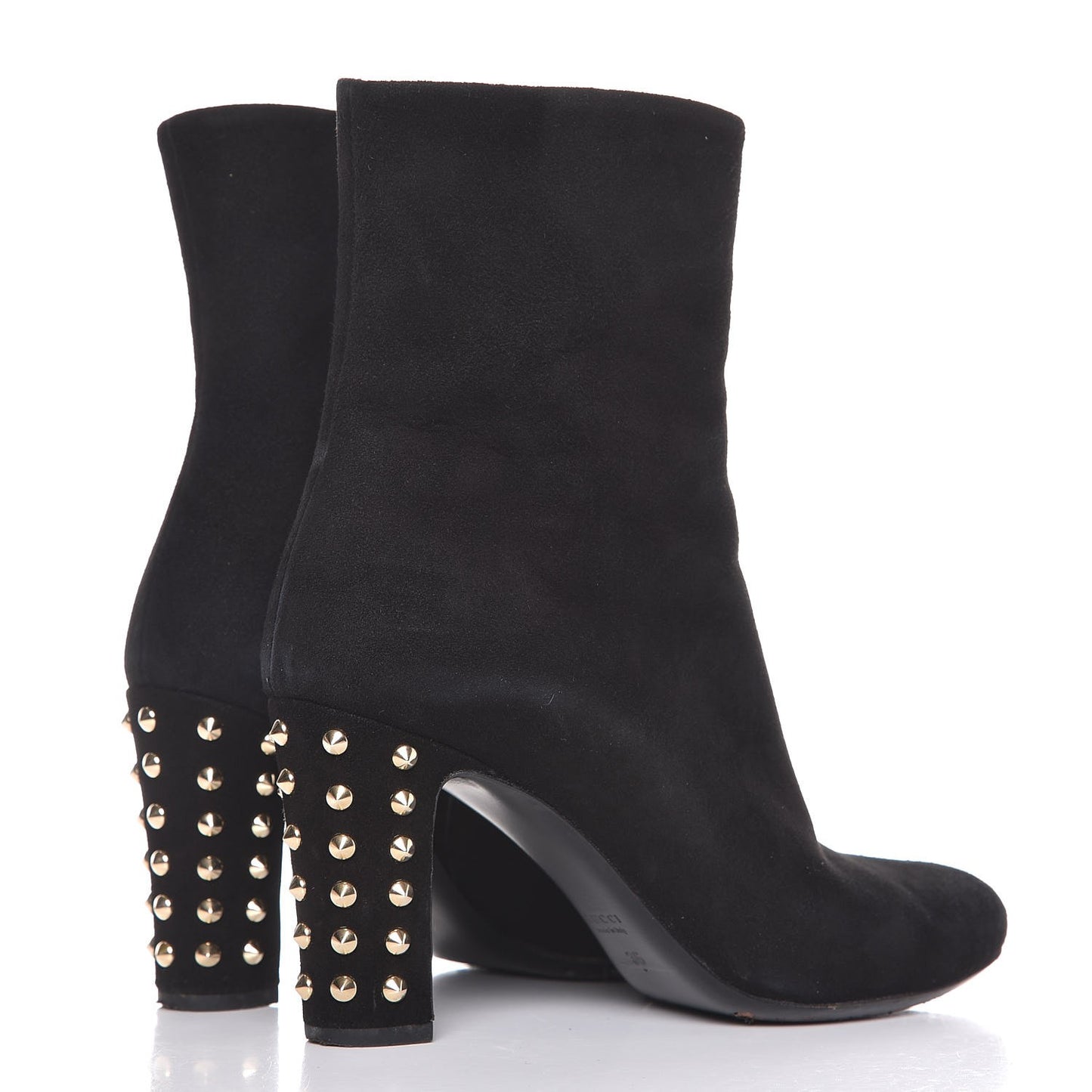 Suede Studded Melville Heel Ankle Booties 36 Black