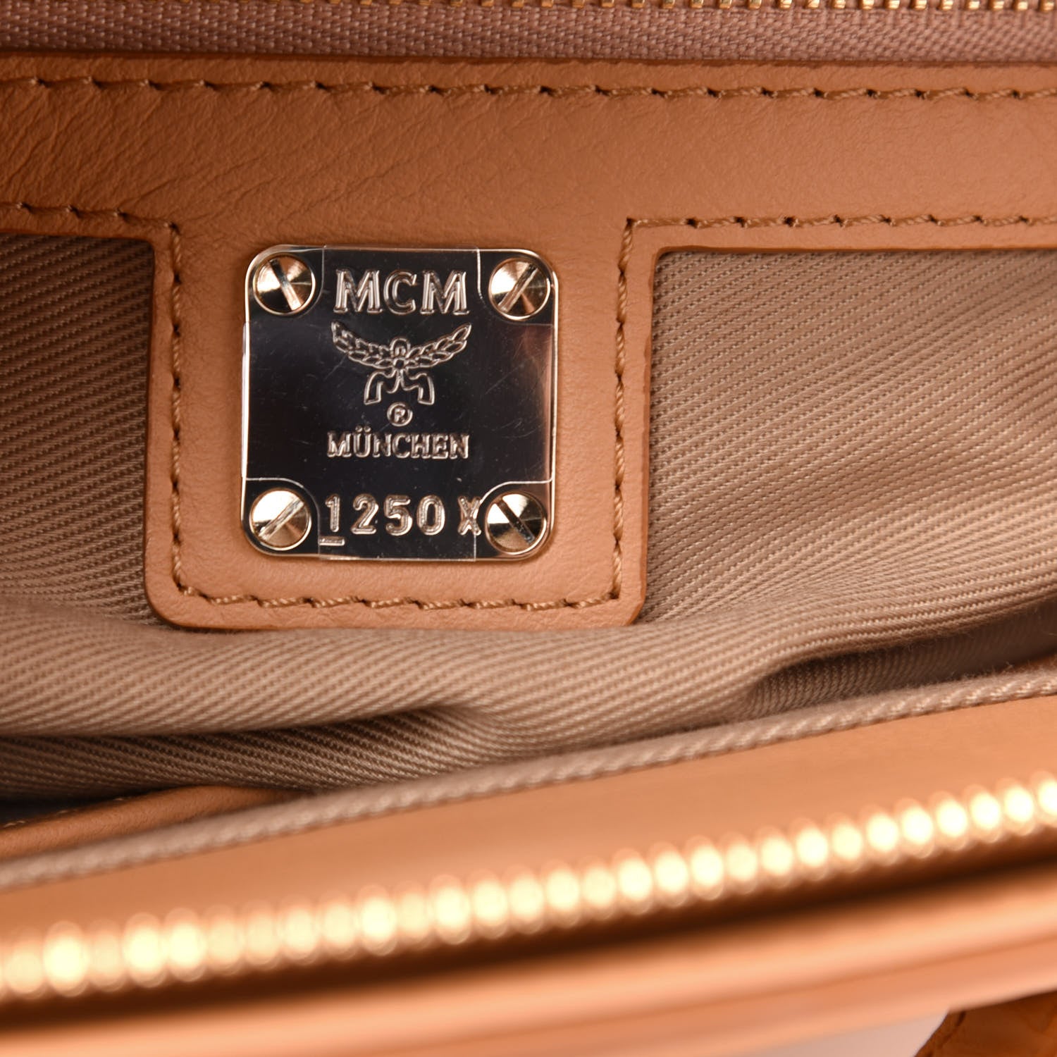 MCM Calfskin Ottomar Monogram Essential Crossbody Bag Sandstone 6 of 9
