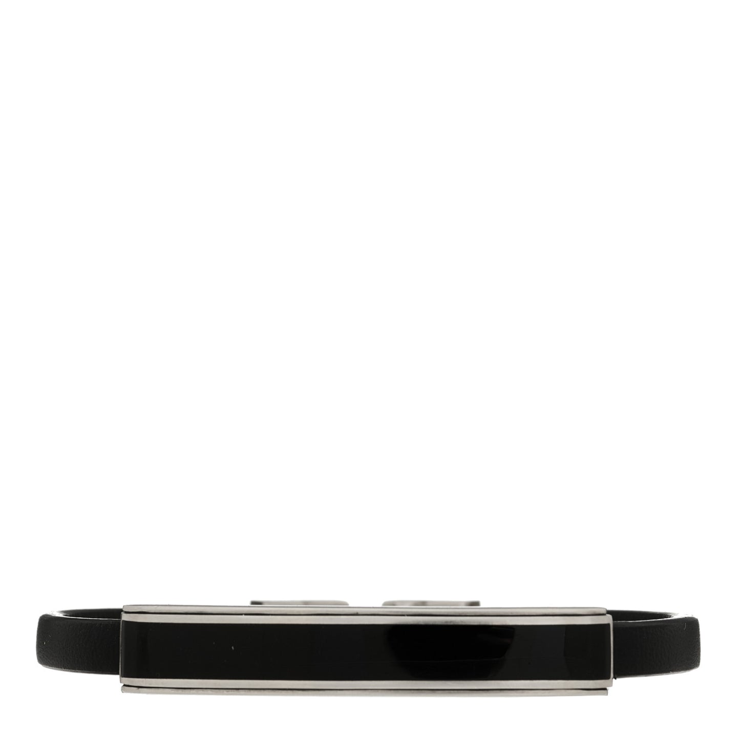 Sterling Silver Leather Black Onyx Deco Bar Station Bracelet