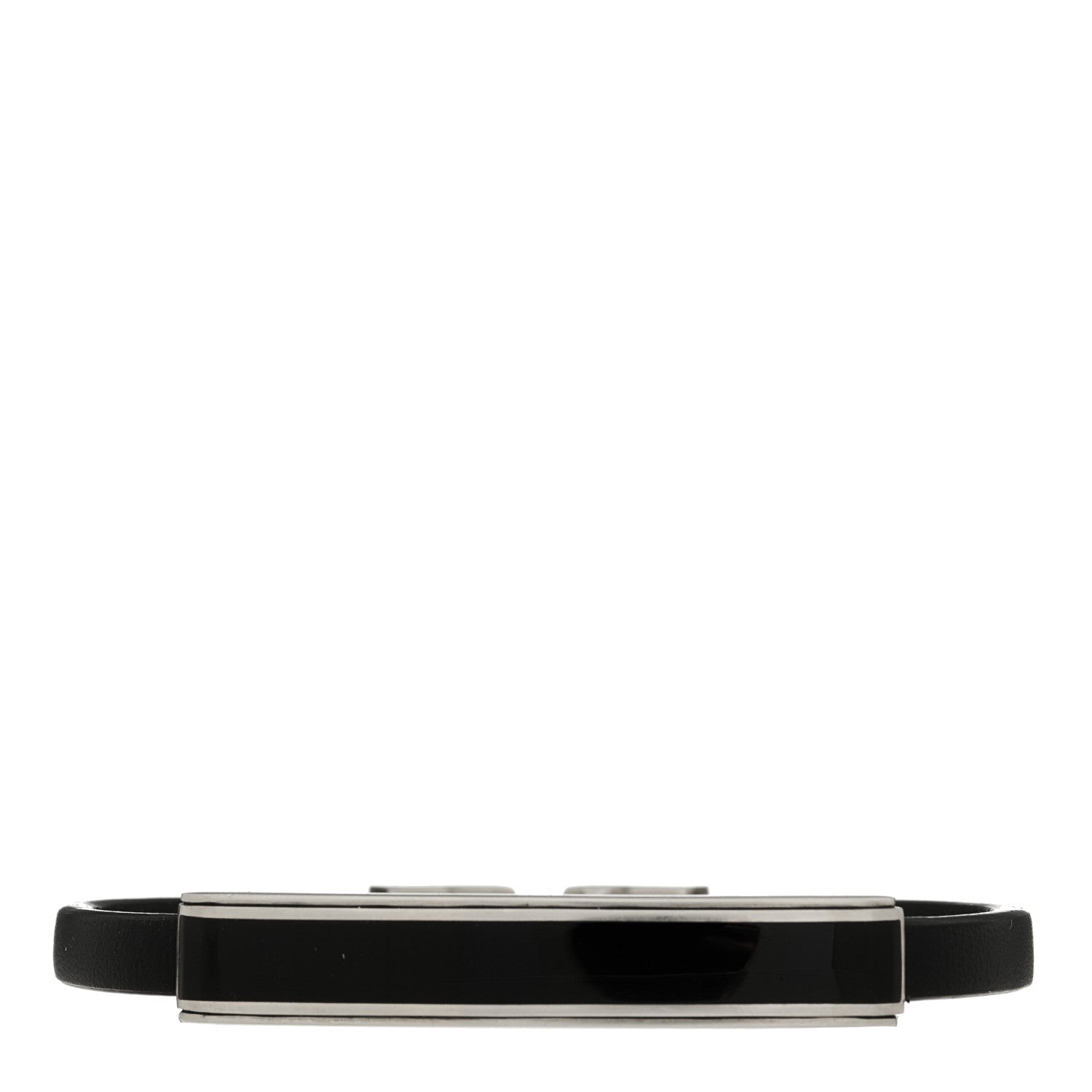 David Yurman Sterling Silver Leather Black Onyx Deco Bar Station Bracelet 1 of 3