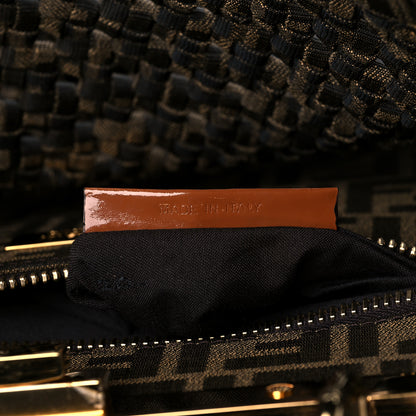 Fendi Fabric Jacquard FF 1974 Woven Knotted Medium Peekaboo Iconic Satchel Tobacco Moro 7 of 10