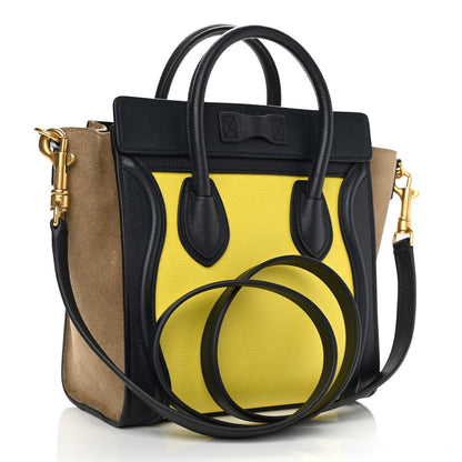 Celine Leige Calfskin Suede Tri-color Nano Luggage Multicolor 3 of 10