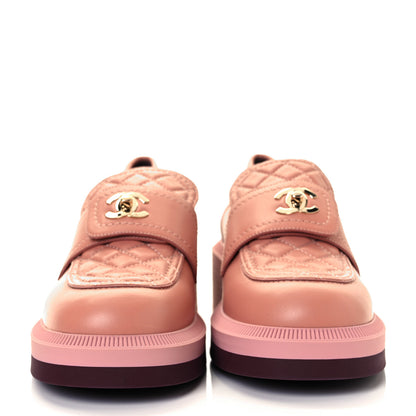 Chanel Lambskin Quilted CC Turnlock Loafers 38.5 Dark Pink 2 of 9