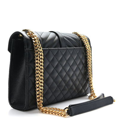 Saint Laurent Grain De Poudre Textured Mixed Matelasse Triquilt Medium Monogram Satchel Black 3 of 8