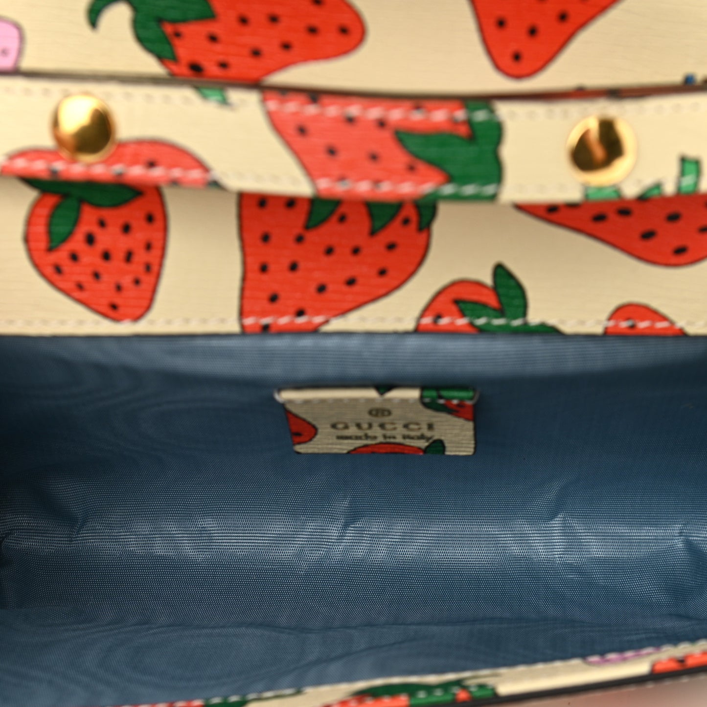 Calfskin Strawberry Print Mini Zumi Shoulder Bag Ivory Red