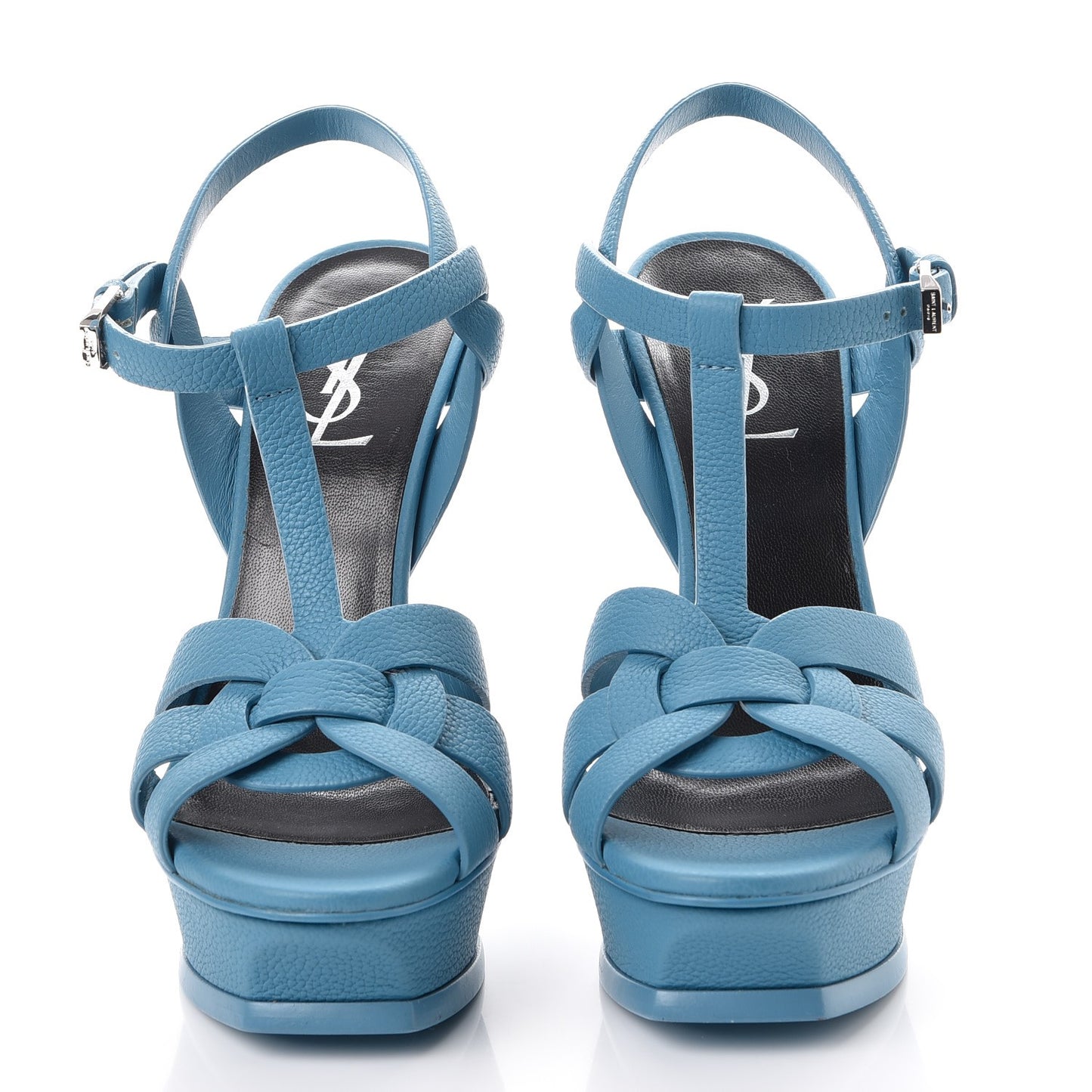 Grained Calfskin Tribute 105 Platform Sandals 37 Blue