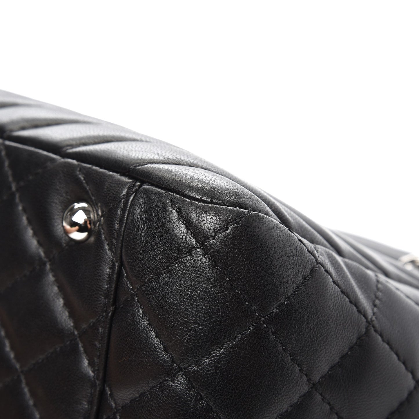 Lambskin Surpique Chevron Quilted Tote Black