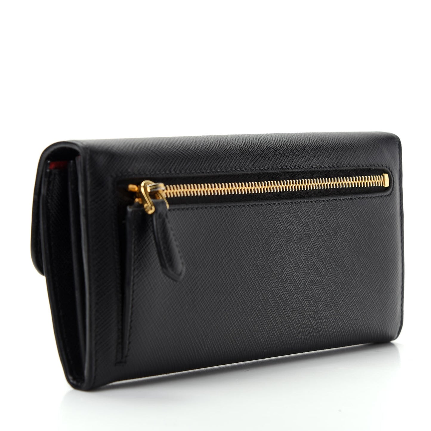 Saffiano Long Flap Wallet Black