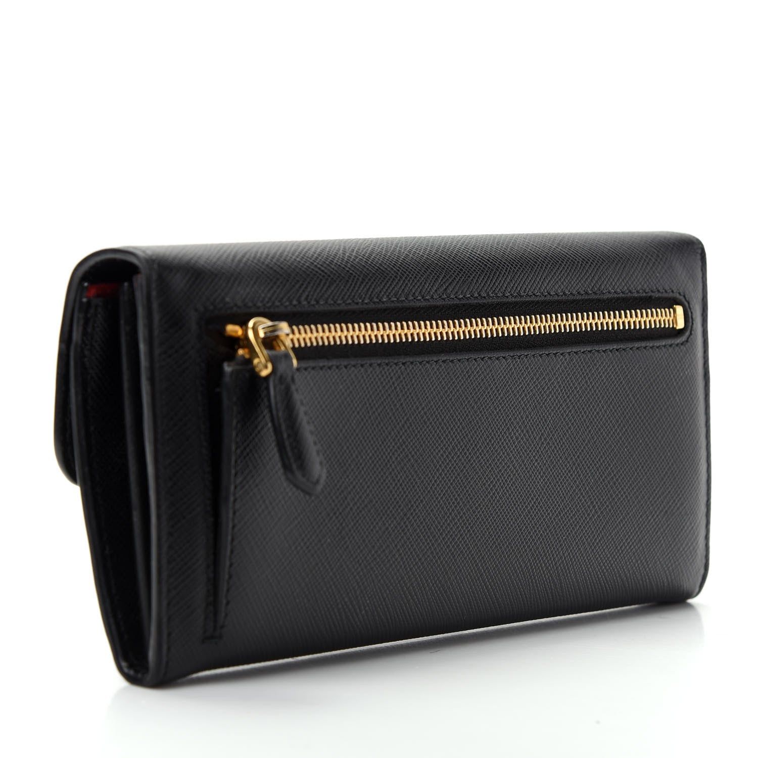 Prada Saffiano Long Flap Wallet Black 4 of 9