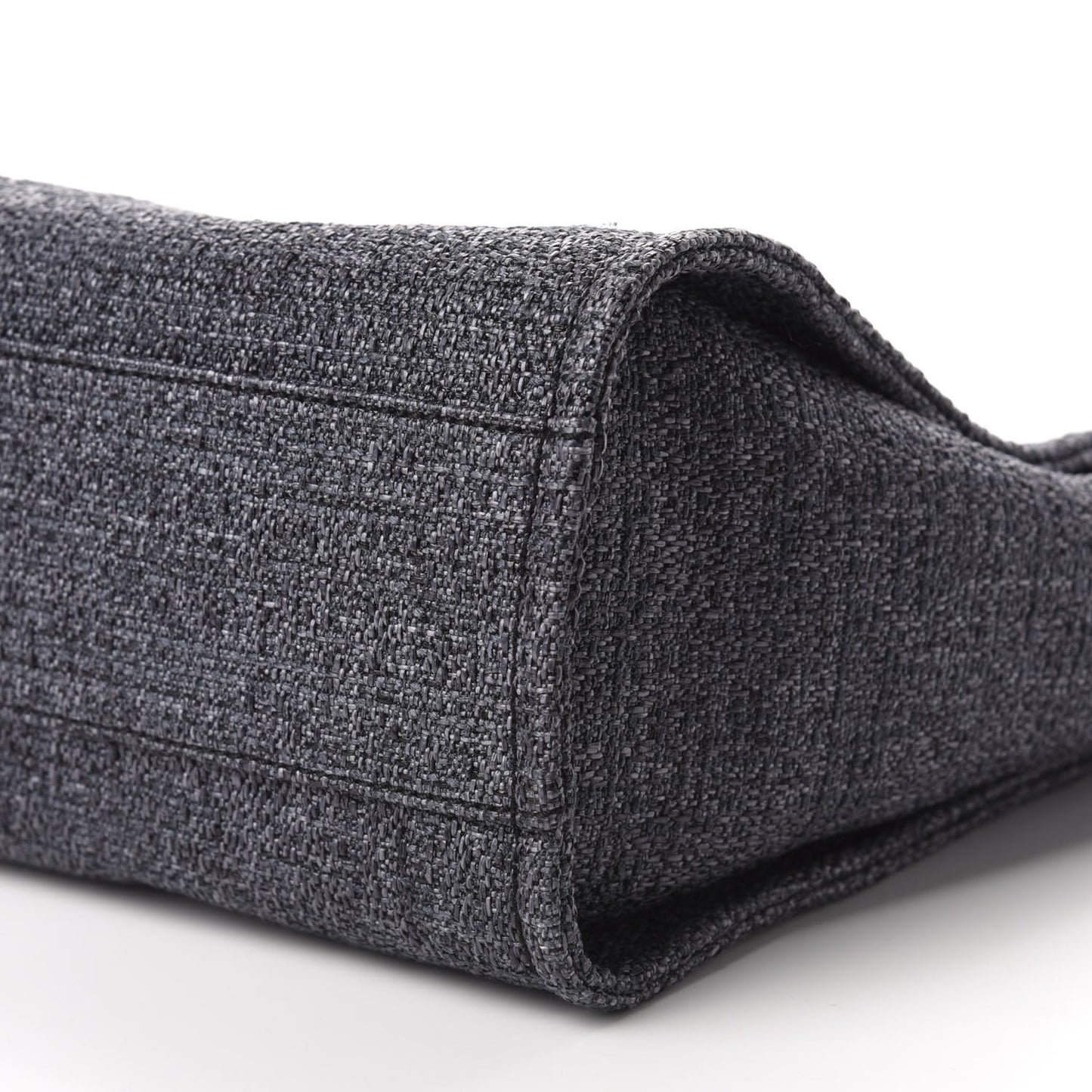 Woven Straw Raffia Small Deauville Tote Charcoal