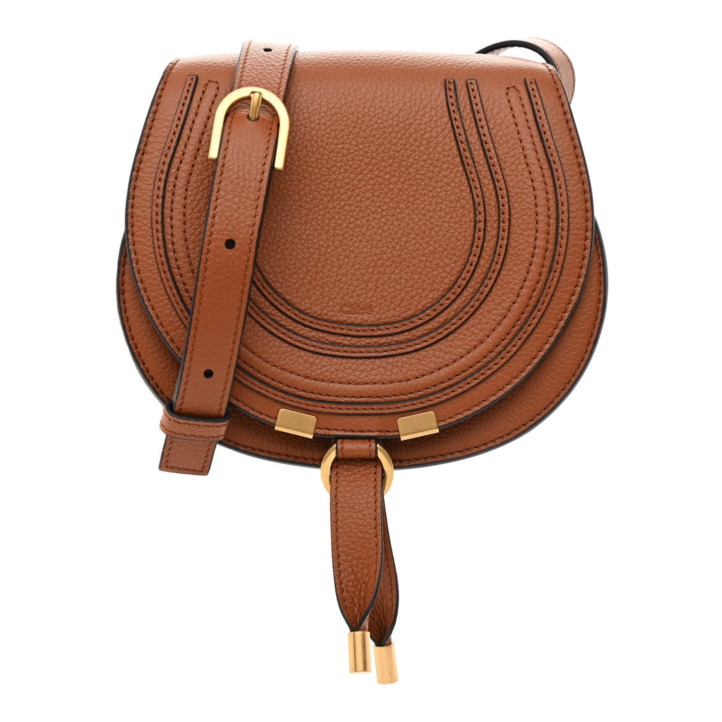 Calfskin Mini Marcie Round Crossbody Bag Tan