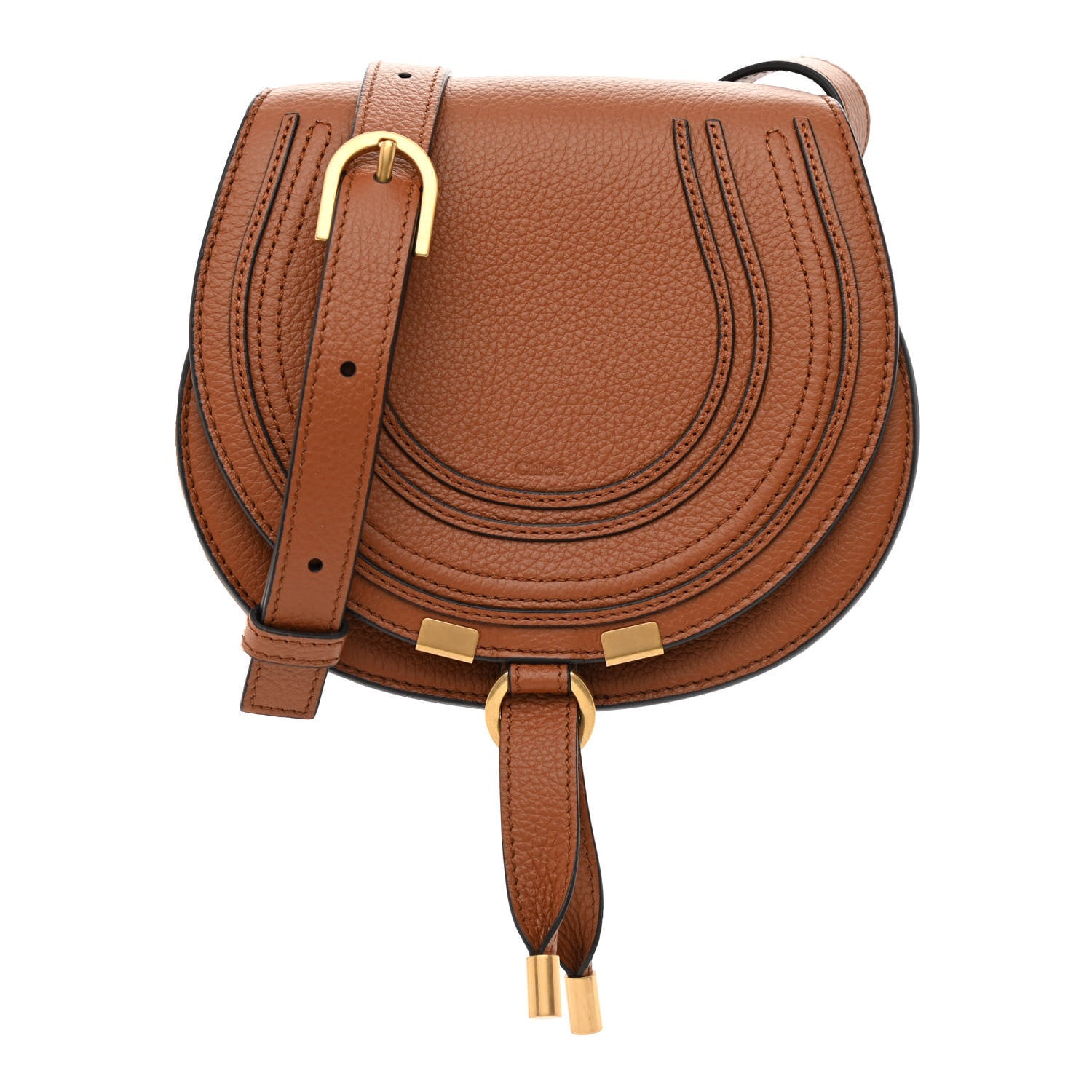 Chloe Calfskin Mini Marcie Round Crossbody Bag Tan 1 of 9