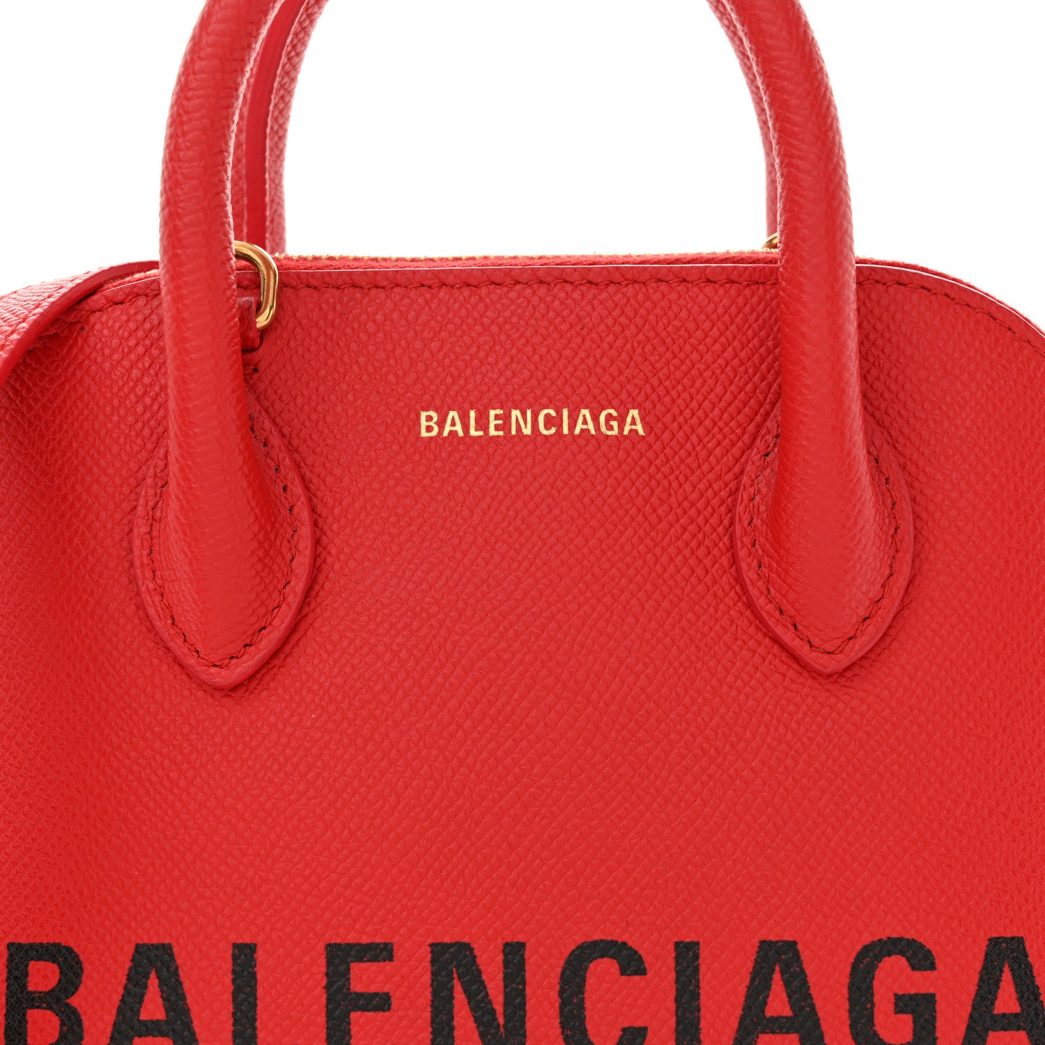 Balenciaga Signature Grained Calfskin Logo XXS Ville Top Handle Bag Rouge Coquelicot Black 9 of 12