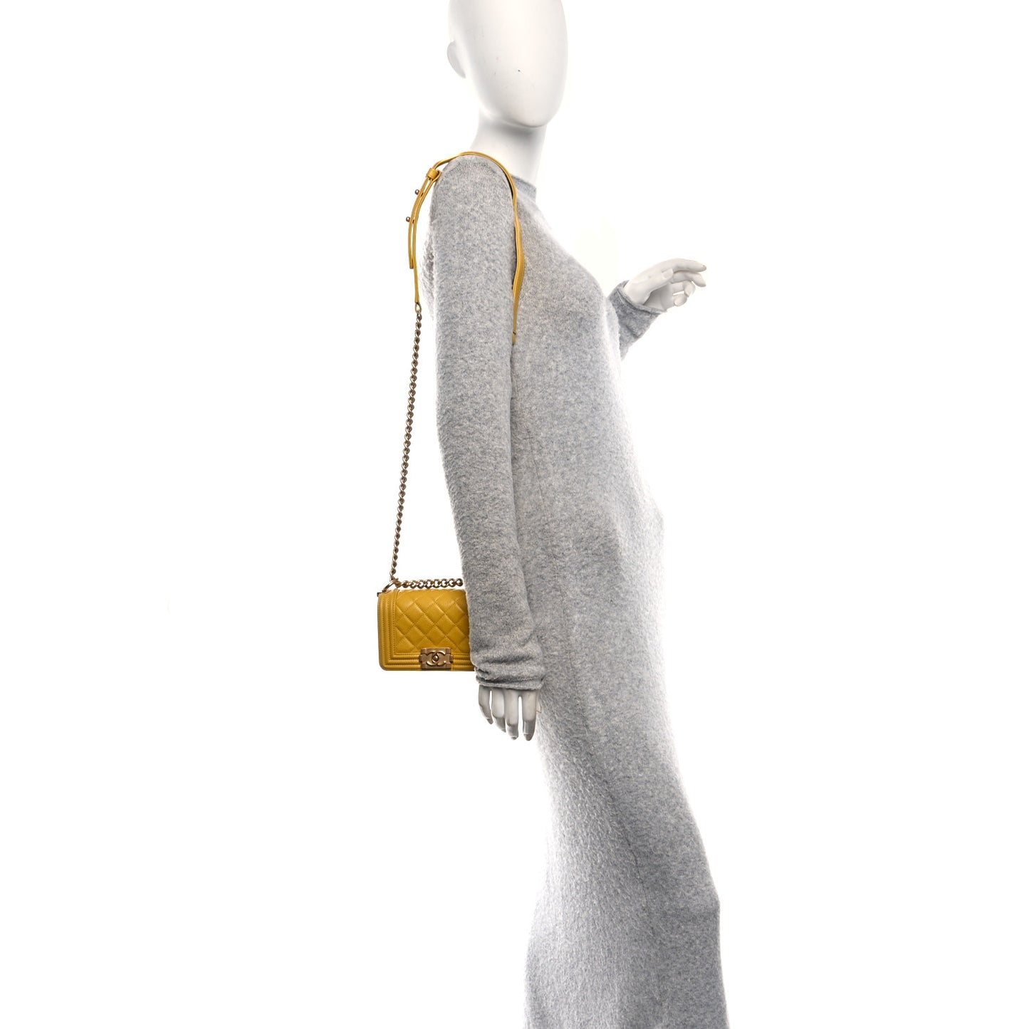 Caviar Quilted Mini Boy Flap Yellow