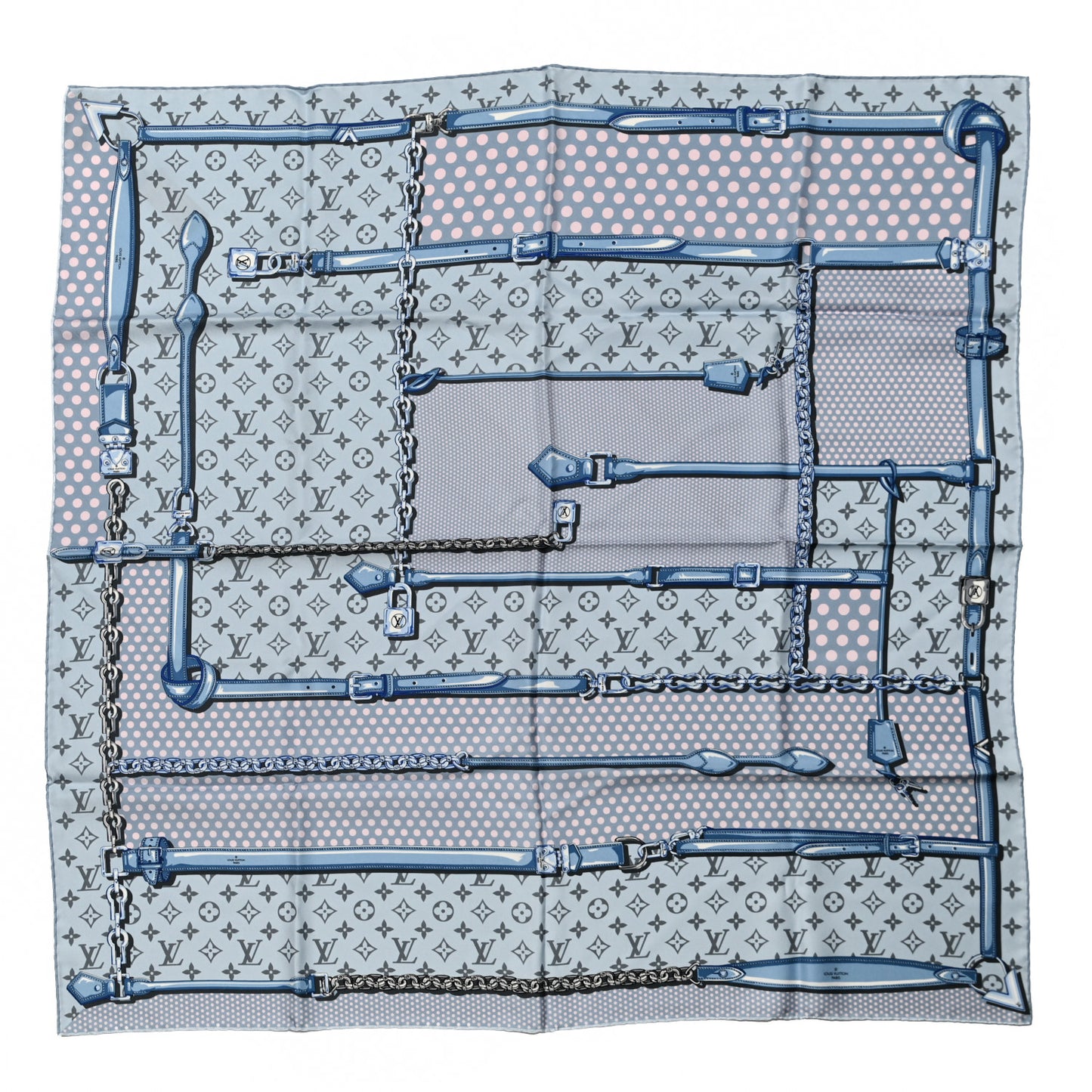 Silk Monogram Pop Confidential Square Scarf Light Blue