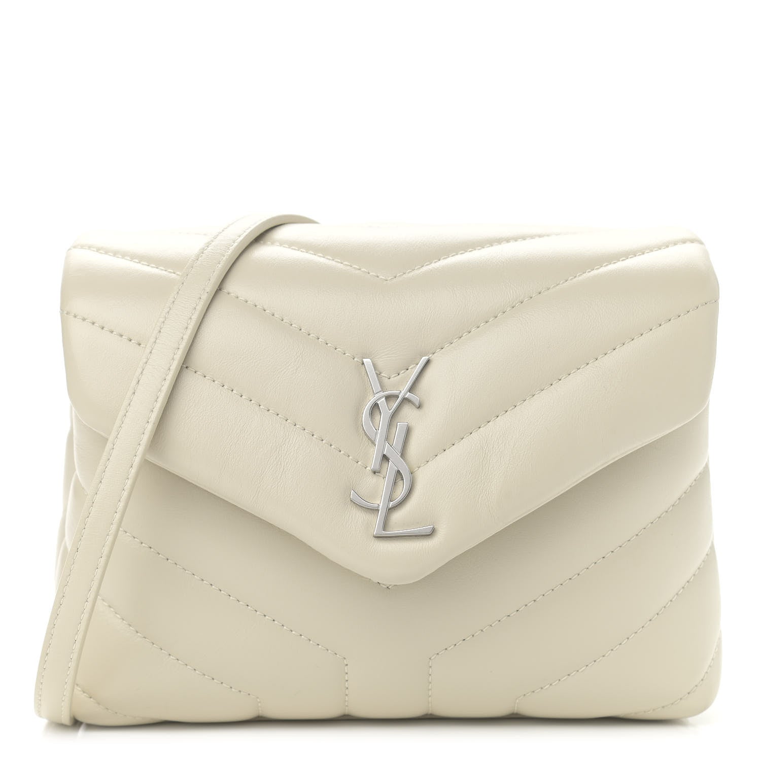 Saint Laurent Calfskin Y Quilted Monogram Toy Loulou Crossbody Bag Ivory 1 of 12