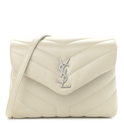 Saint Laurent Calfskin Y Quilted Monogram Toy Loulou Crossbody Bag Ivory 1 of 12