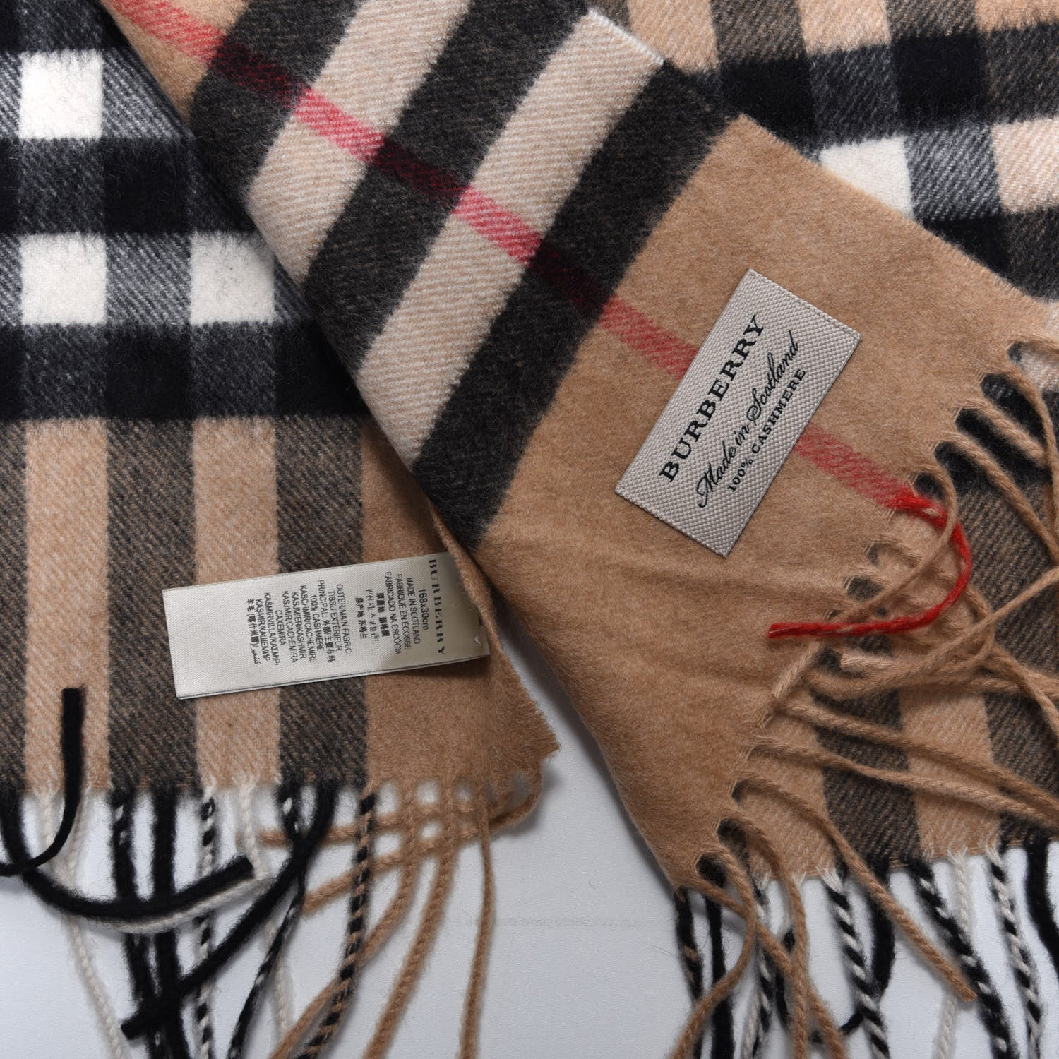Burberry Cashmere Giant Heritage Check Fringe Scarf Camel 3 of 3