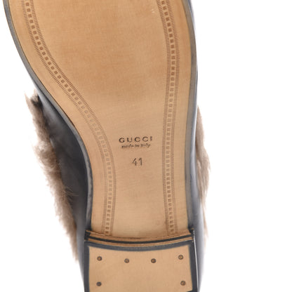 Gucci Malaga Kid Fur Womens Jordaan Loafers 41 Black Natural 6 of 8