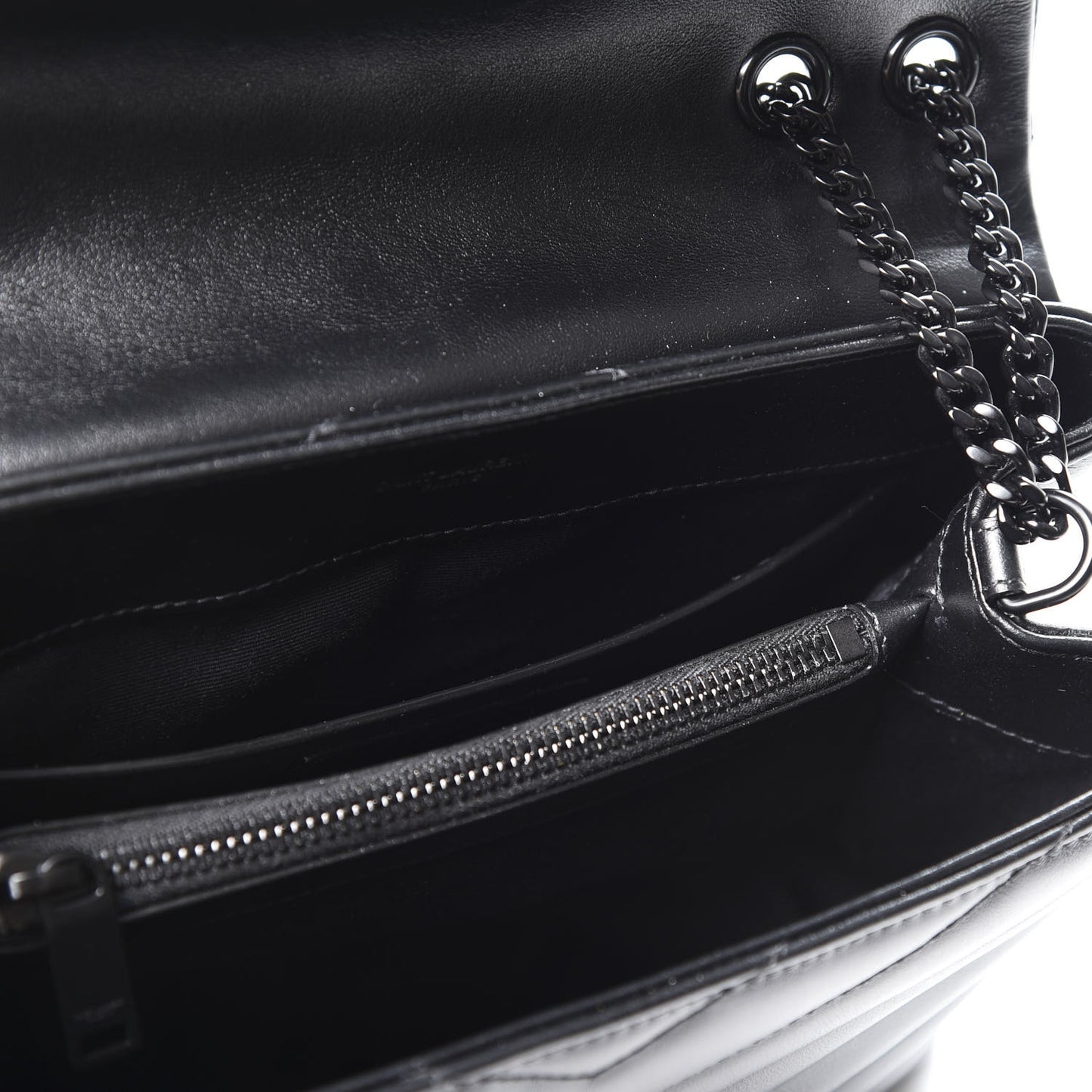 Calfskin Y Quilted Monogram Small Loulou Chain Satchel Black