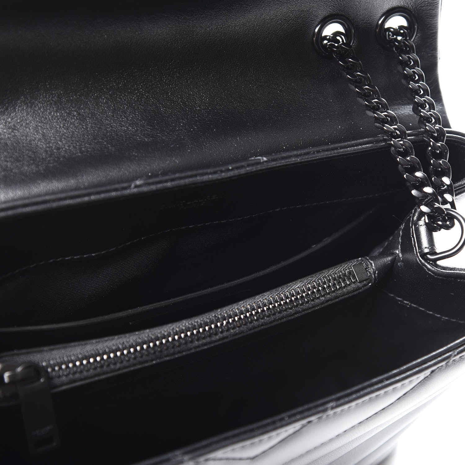 Saint Laurent Calfskin Y Quilted Monogram Small Loulou Chain Satchel Black 4 of 9