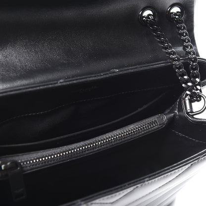 Saint Laurent Calfskin Y Quilted Monogram Small Loulou Chain Satchel Black 4 of 9