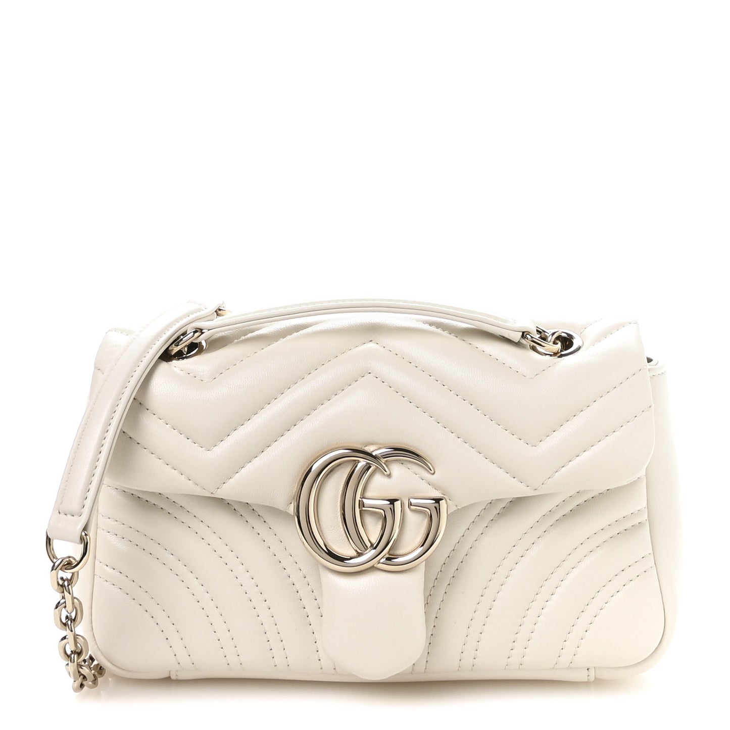 Lambskin Matelasse Small GG Marmont Shoulder Bag White