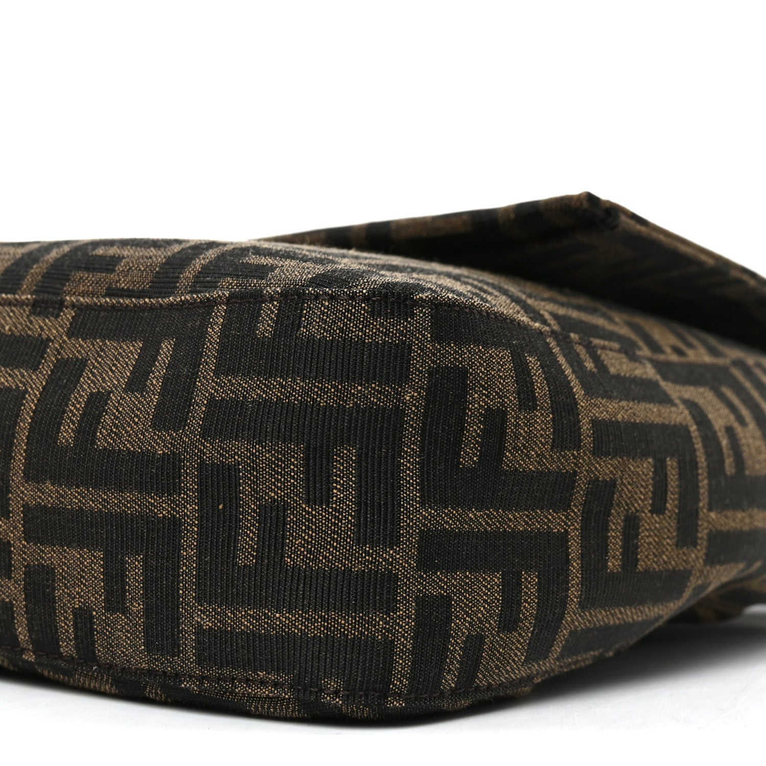 Fendi Fabric Jacquard FF 1974 Maxi Baguette Tobacco Moro Black