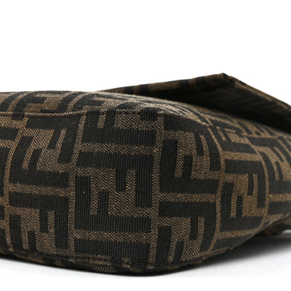 Fendi Fabric Jacquard FF 1974 Maxi Baguette Tobacco Moro Black 10 of 10