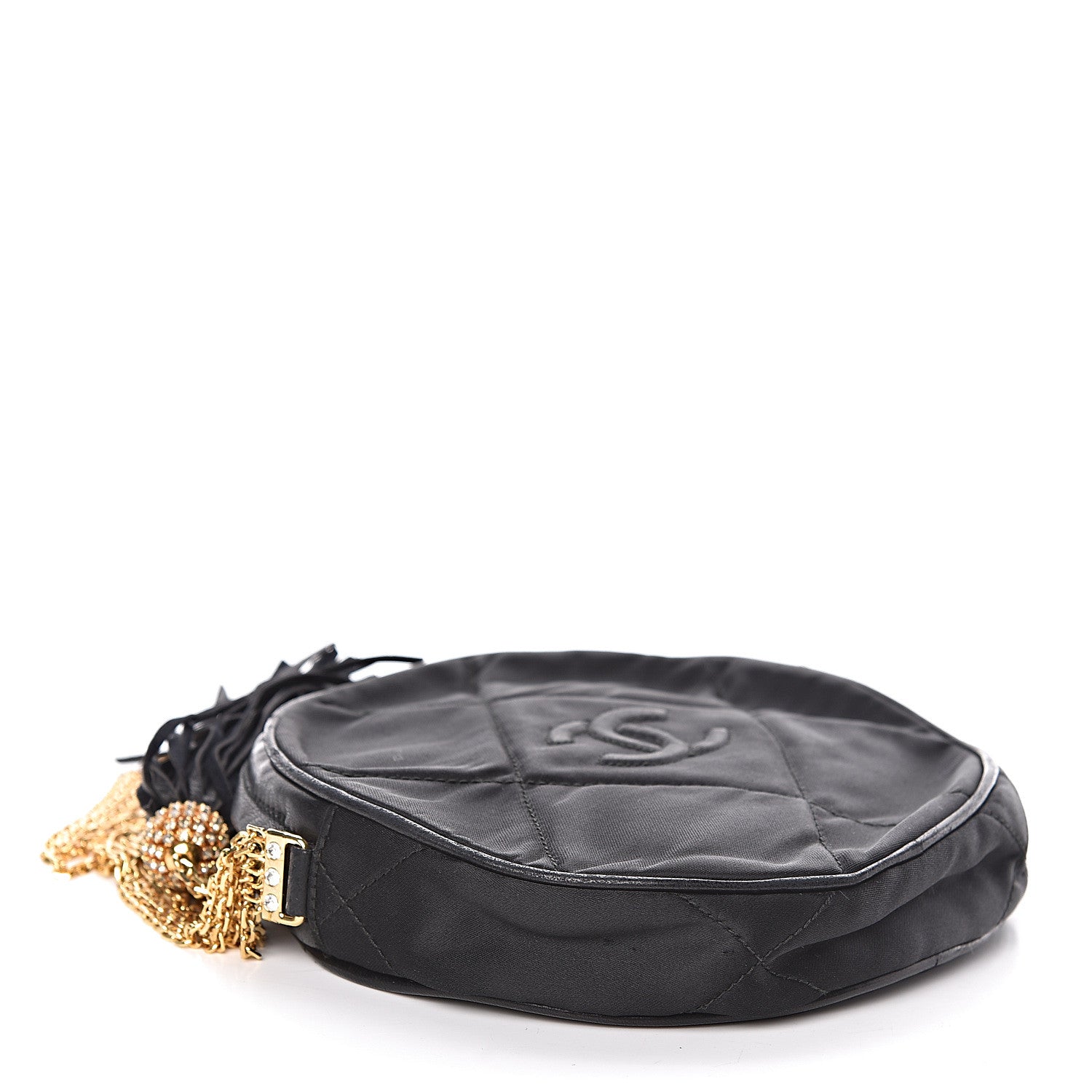 Chanel Satin CC Tassel Crossbody Bag Black 4 of 11