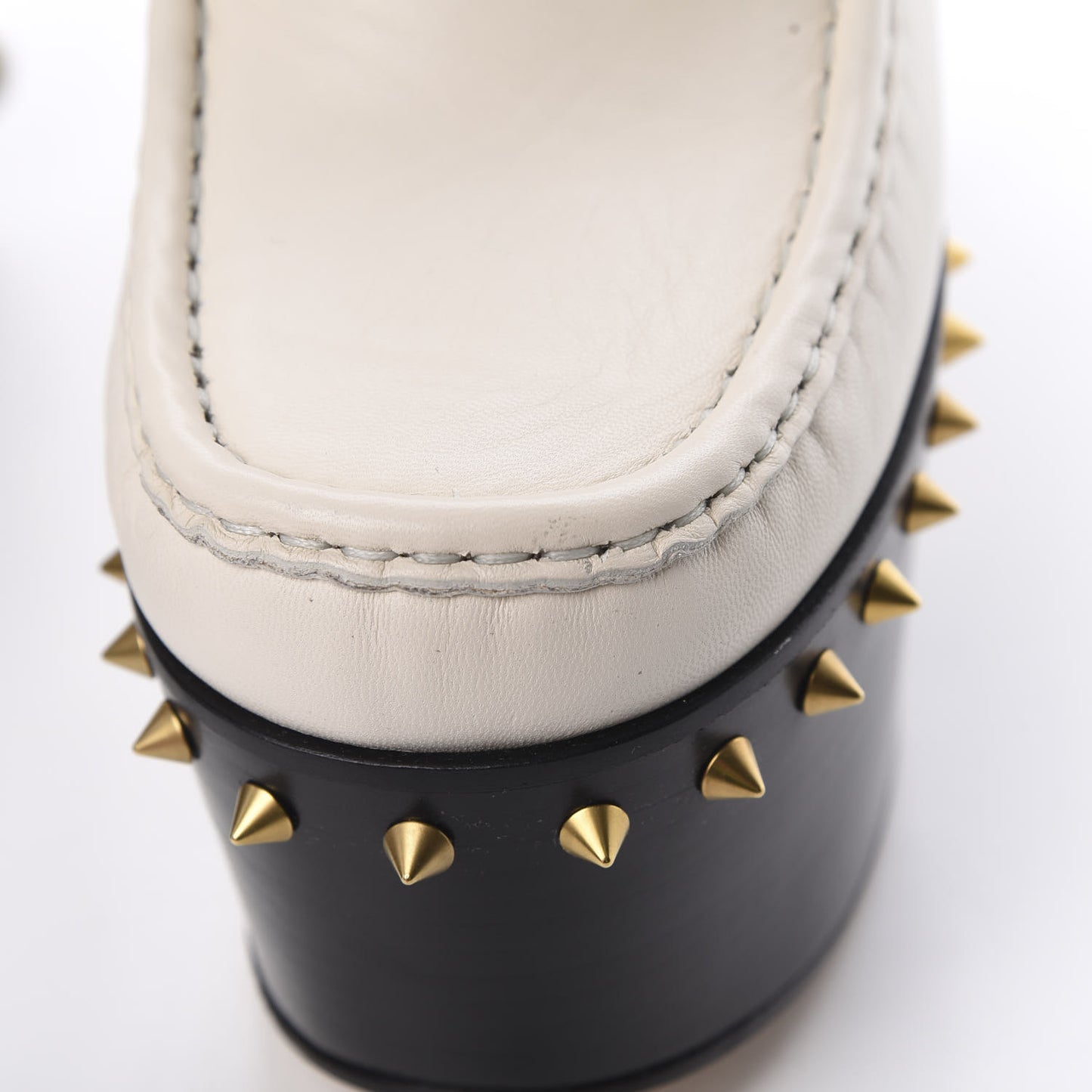 Malaga Kid Pearl Studded Spiked Vegas Platform Loafer 38.5 Mystic White
