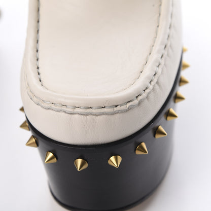 Gucci Malaga Kid Pearl Studded Spiked Vegas Platform Loafer 38.5 Mystic White 11 of 12