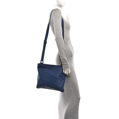 Gucci Guccissima Medium Flat Messenger Bag Navy 2 of 10