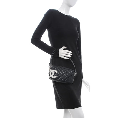 Chanel Calfskin Quilted Cambon Pochette Black White 2 of 7