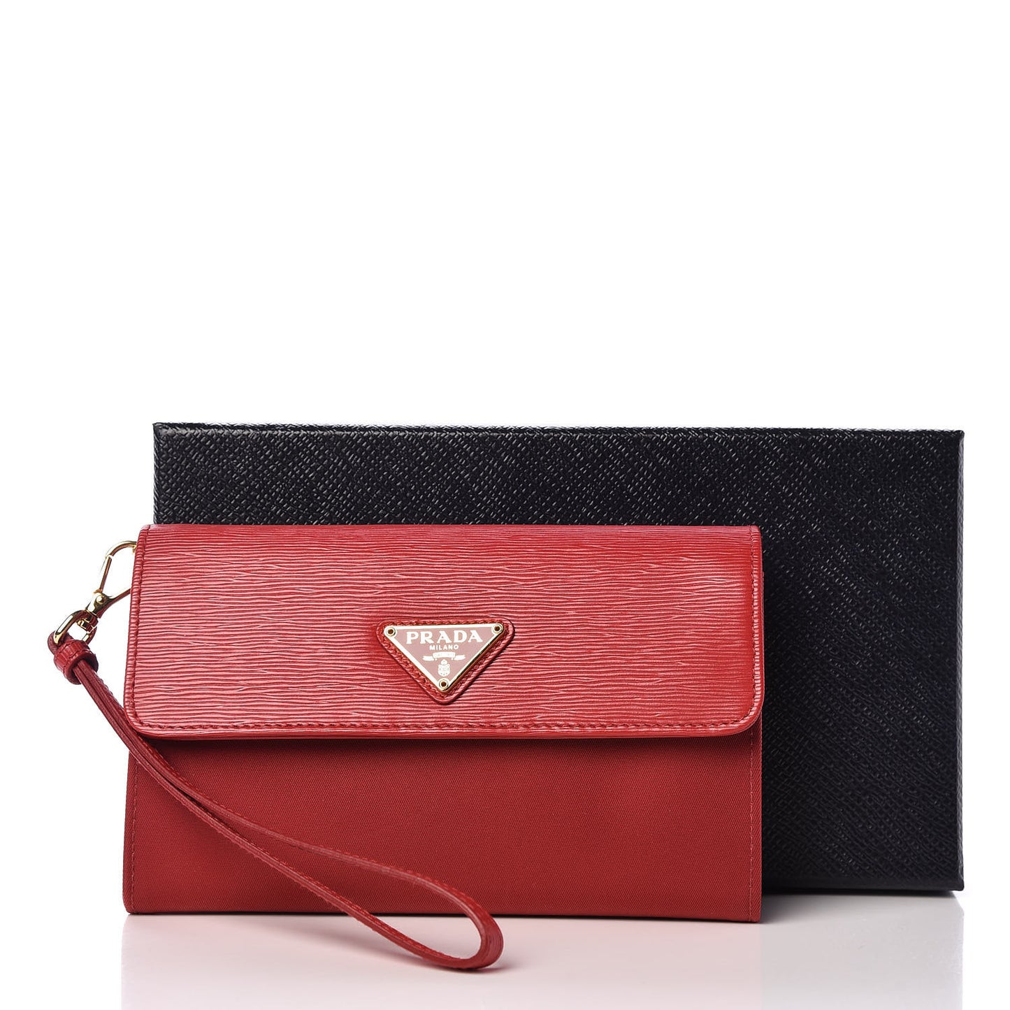 Tessuto Vitello Metal Wristlet Wallet Fuoco