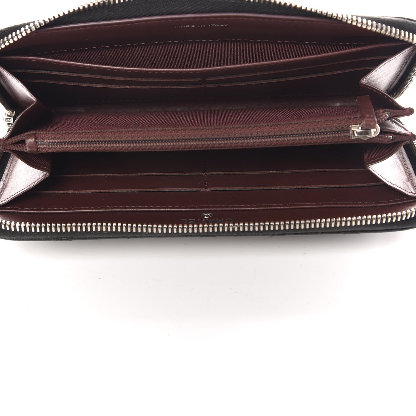 Caviar Quilted Large Gusset Zip Around Wallet Black