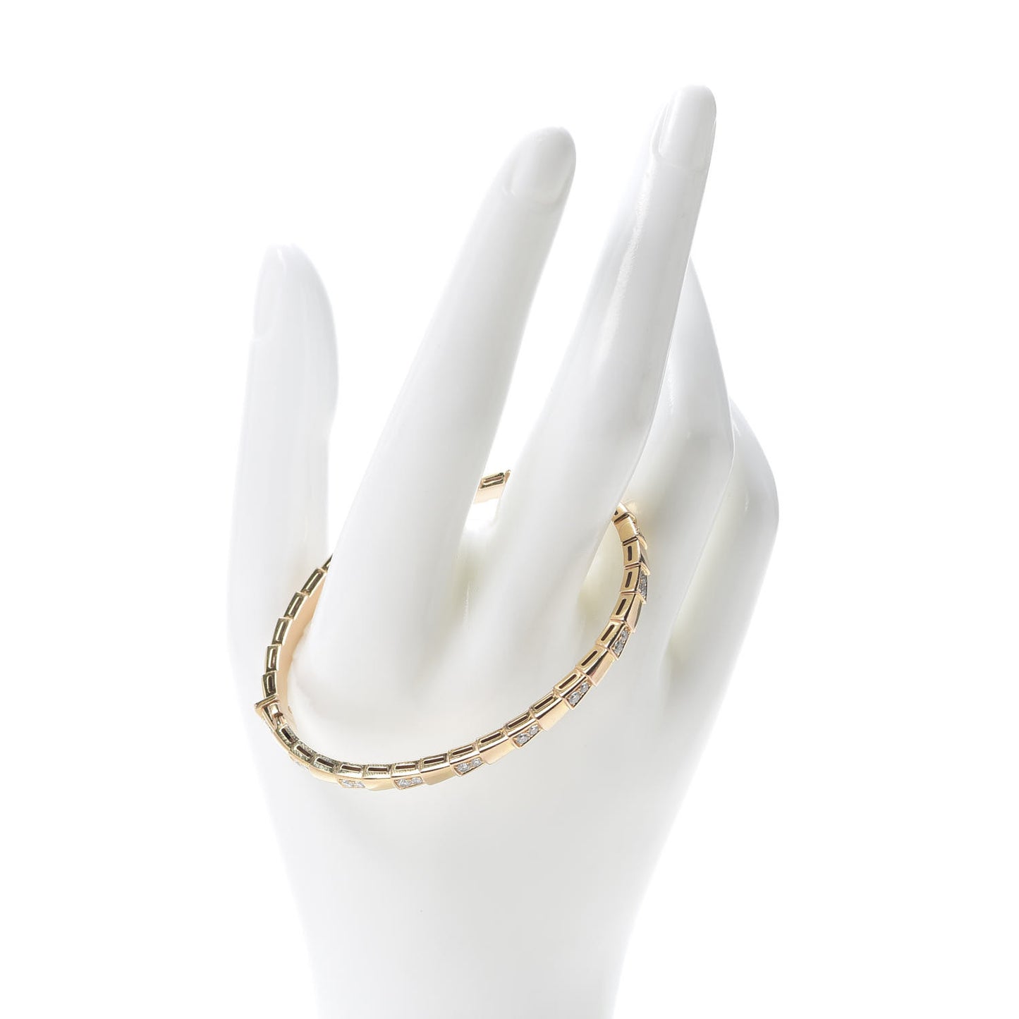 18K Rose Gold Diamond Serpenti Viper Bangle Bracelet M