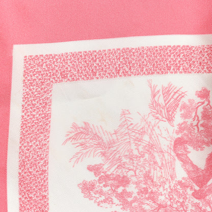 Christian Dior Silk Toile De Jouy Sauvage Square Scarf Peony Pink 5 of 5