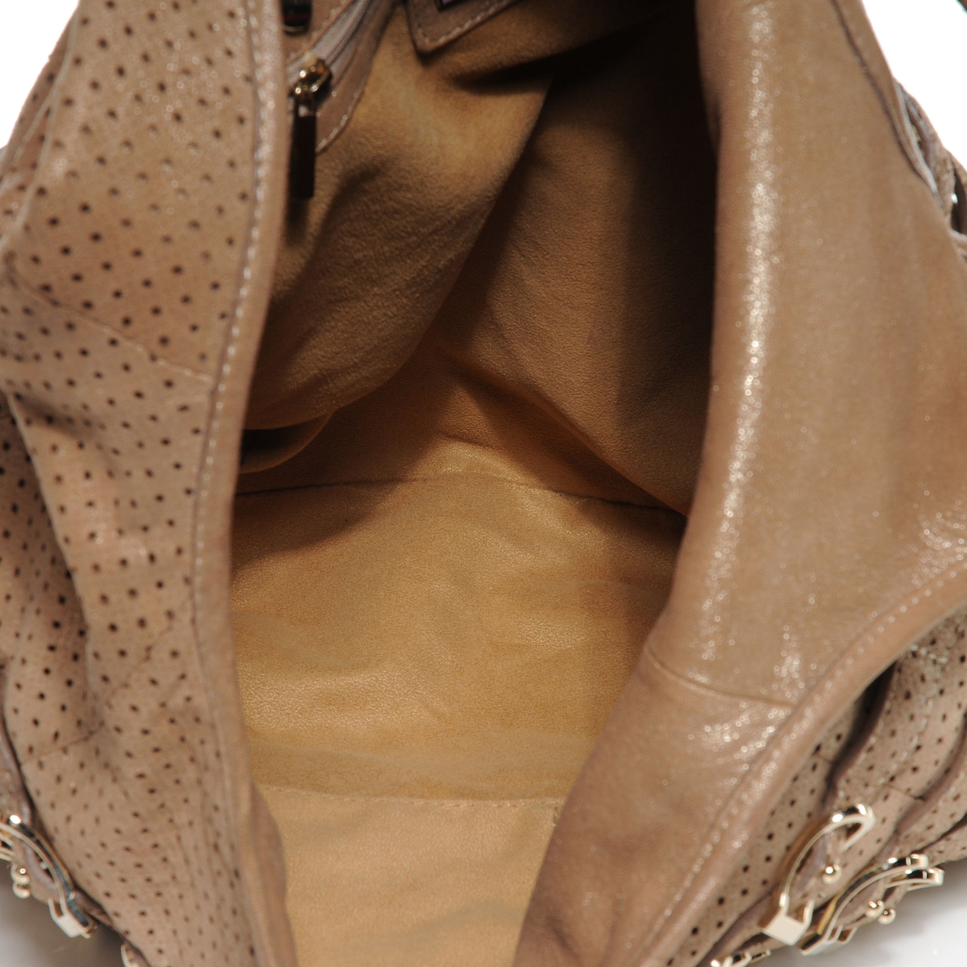 Jimmy Choo Metallic Leather Perforated Bardia Hobo Beige 6 of 6