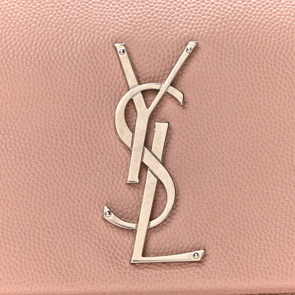Saint Laurent Grain De Poudre Small West Hollywood Monogram Fold-Over Bag Pale Blush 7 of 9